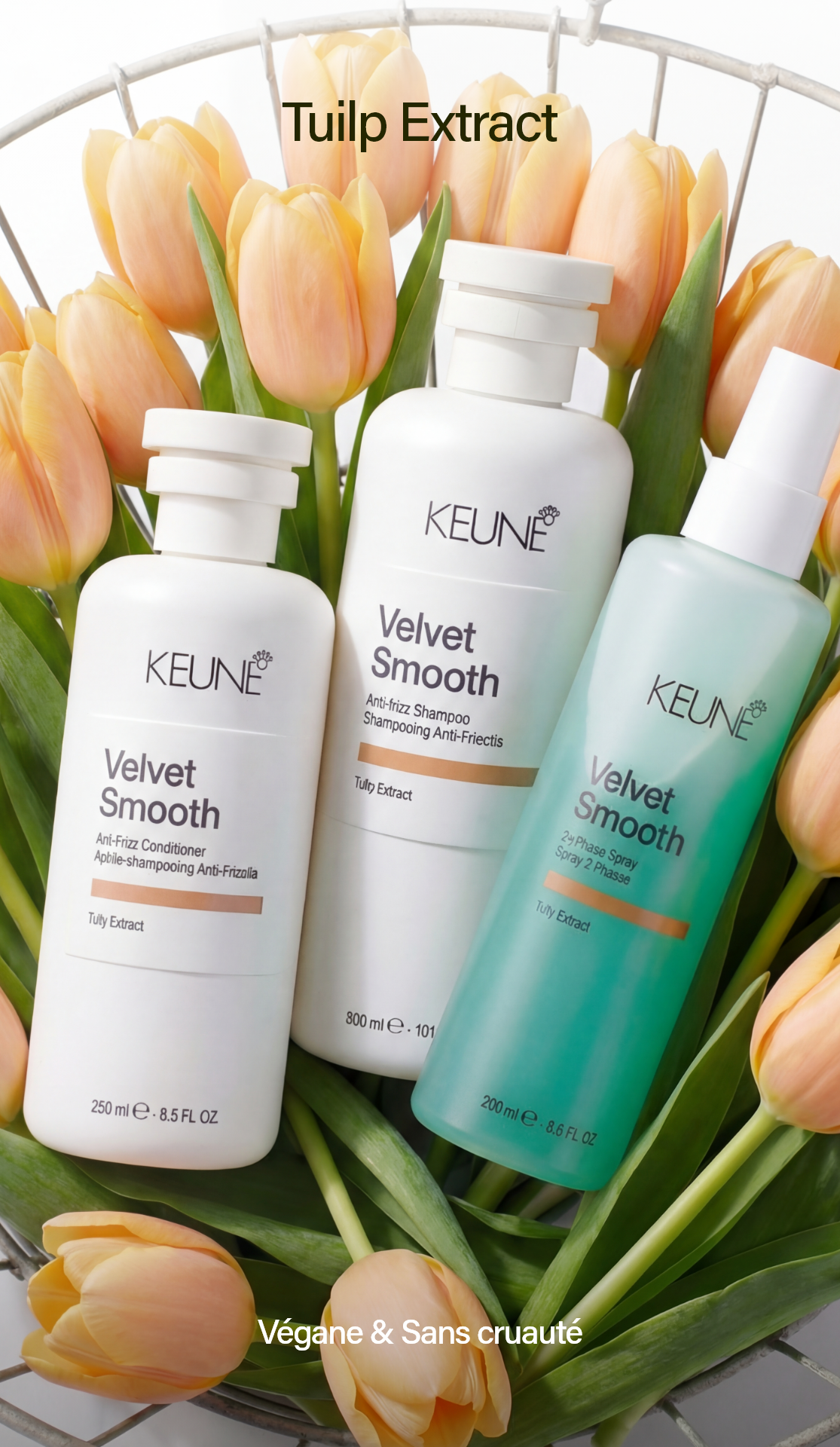 Spray Velvet Smooth 2Phase : Meilleur spray anti-frisottis avec kératine végane. Contrôle frisottis, effet anti-humidité et réhydrate cheveux frisés en profondeur.
